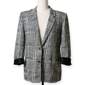 Career Guild Japan Blazer Size 12 Gray Plaid Vintage Minimal Tailoring Pockets
